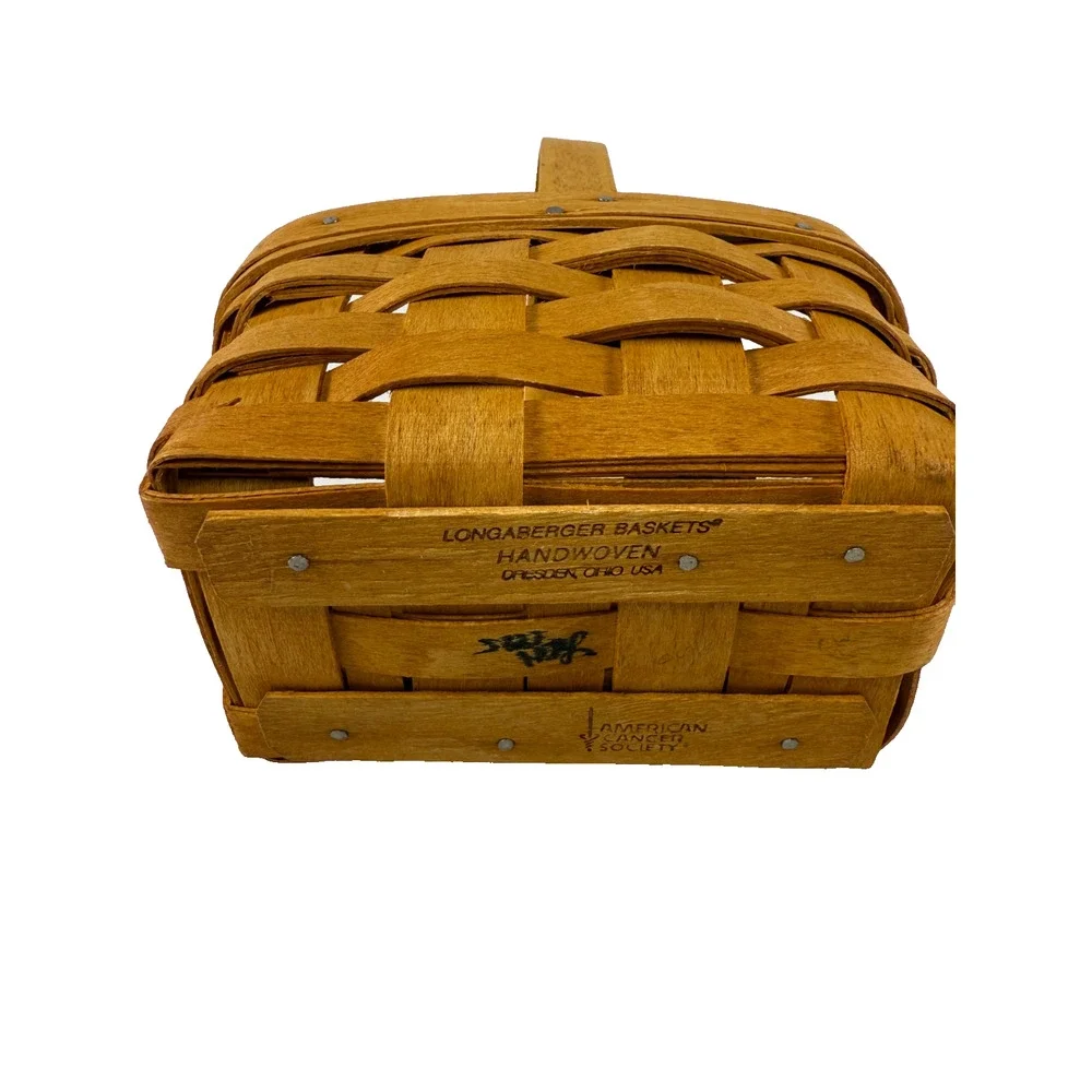 1995 Longaberger Horizon of Hope Basket w/Plaid Liner & Protector 5.75L 3.75W 3H